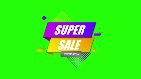 Super-Sale-Symbol,-Angebot,-Shop-Banner,-Etikett,-Tag,-Stick,-Grüner-Bildschirm